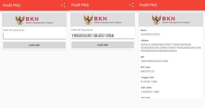 Cek NIP dan Pangkat PNS BKN Melalui Aplikasi Android