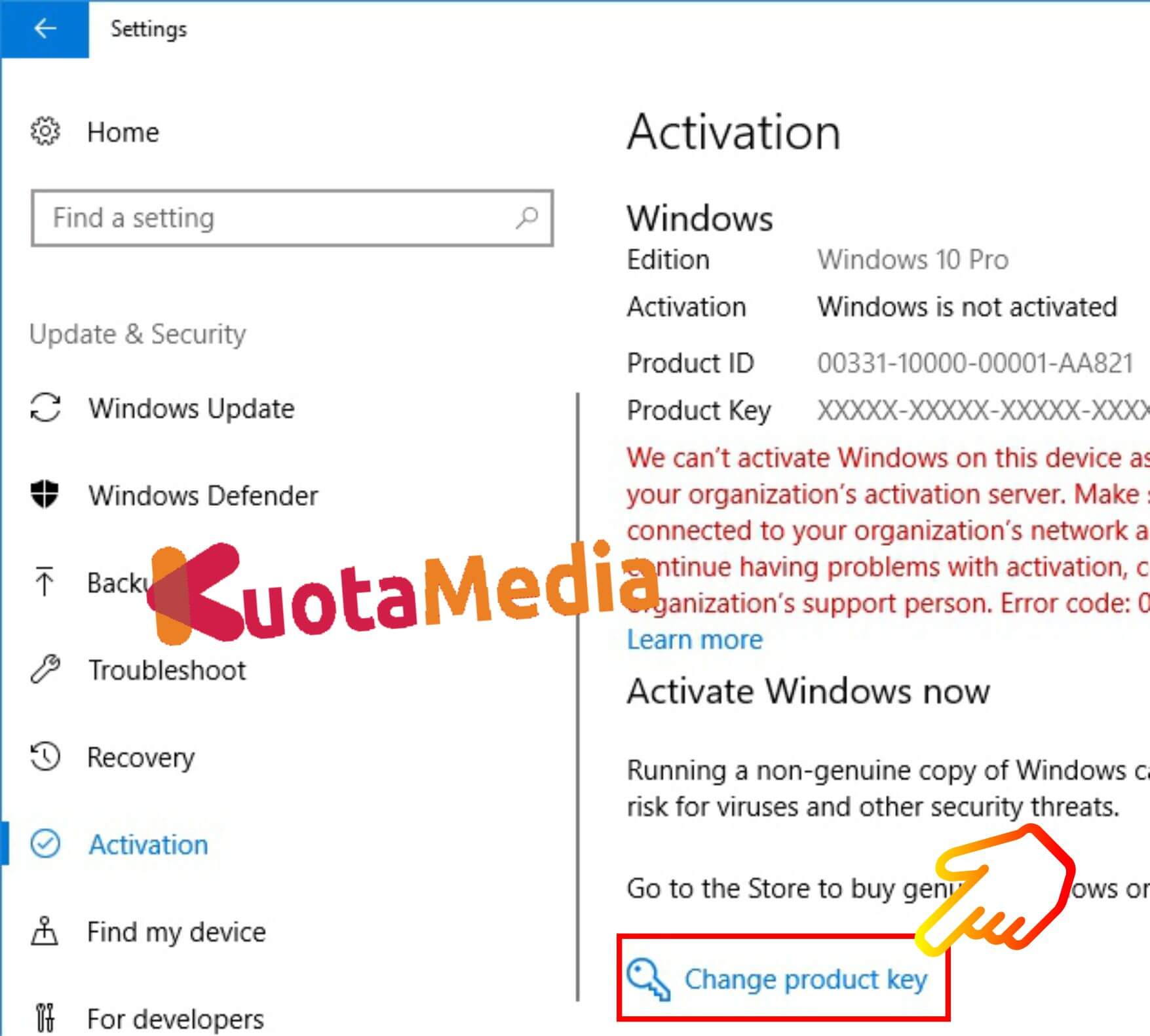 aktivasi windows 10 pro product key